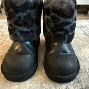 UGG Black and Gray Fur Boots